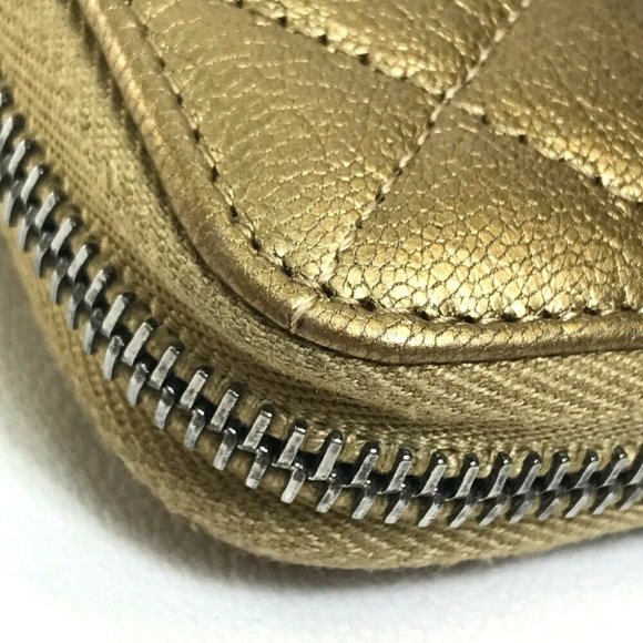 CHANEL Gradation Matelasse Zip Around Long Wallet Lambskin Leather Gold x Brown - Picture 11 of 12